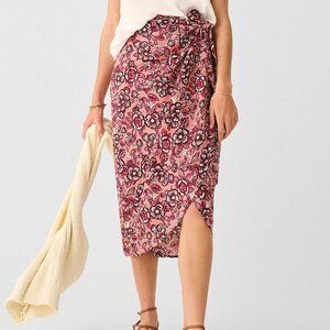 Faherty Pacifica Floral Wrap skirt rose desert bloom pink linen blend midi new S